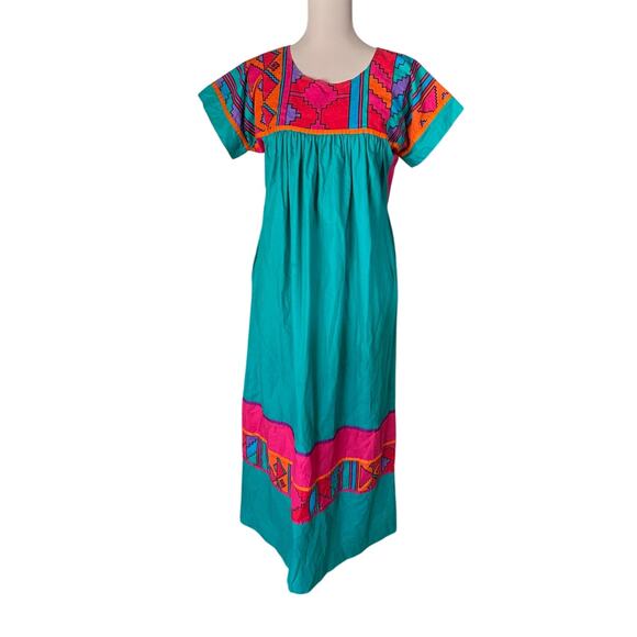 Vintage 60s Krist Gudnason California Aztec Hostess House Maxi Dress Size Small - Picture 1 of 12